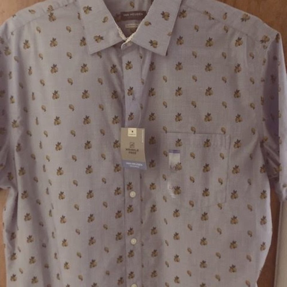 Van Heusen Pineapple mens short sleeve button down shirt